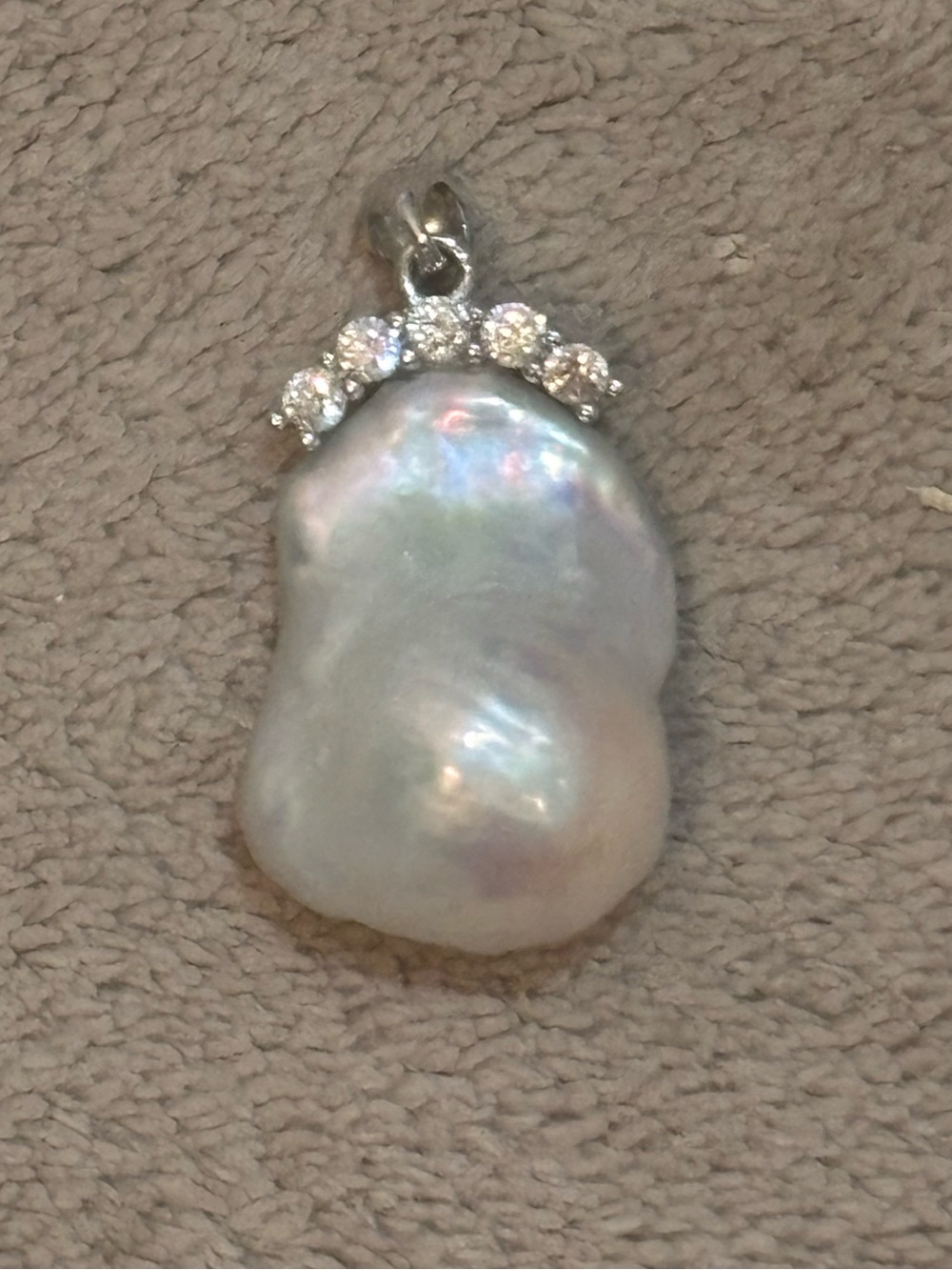 Baroque Freshwater Big King Pearl Pendant with Crystal Accents